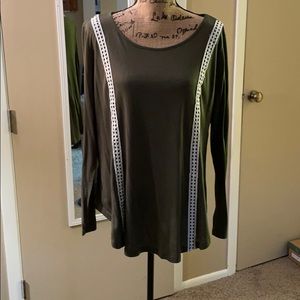 Olive green tunic with crochet detail
